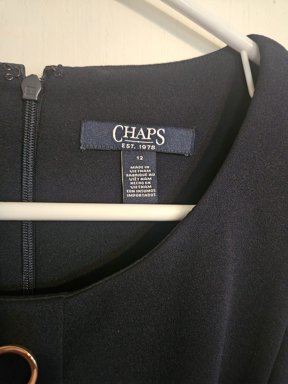 Chaps Navy Sleeveless Sheath Dress with Decorative Buttons - Picture 3 of 4
